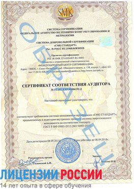 Образец сертификата соответствия аудитора №ST.RU.EXP.00006191-2 Выкса Сертификат ISO 50001